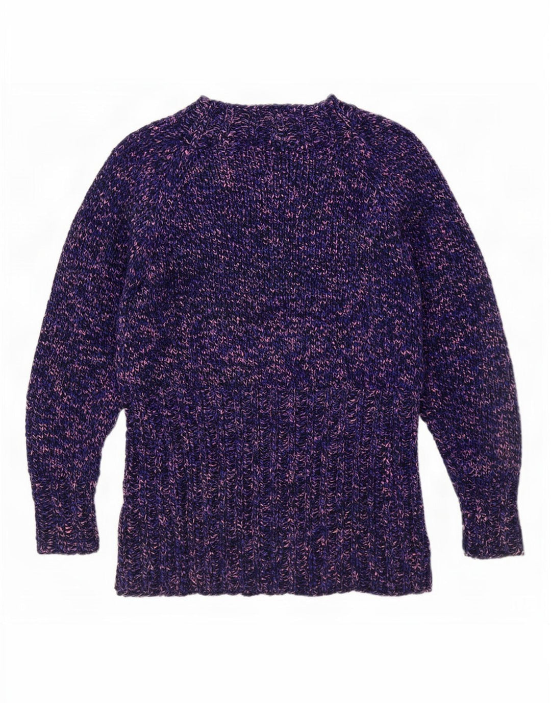 Maglione vintage da donna con collo alto e collo alto UK 12 viola medio screziato