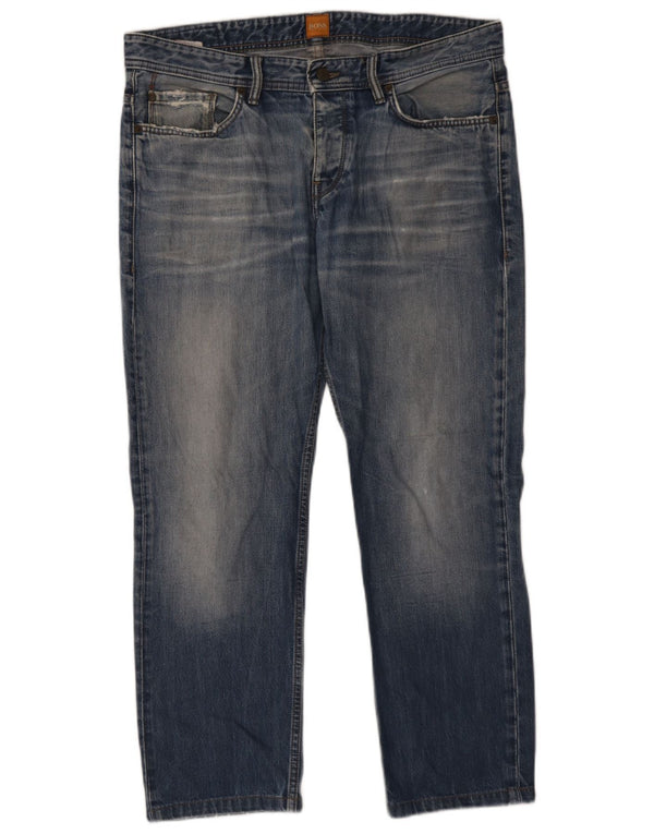Jeans dritti da uomo Hugo Boss W34 L27 cotone blu