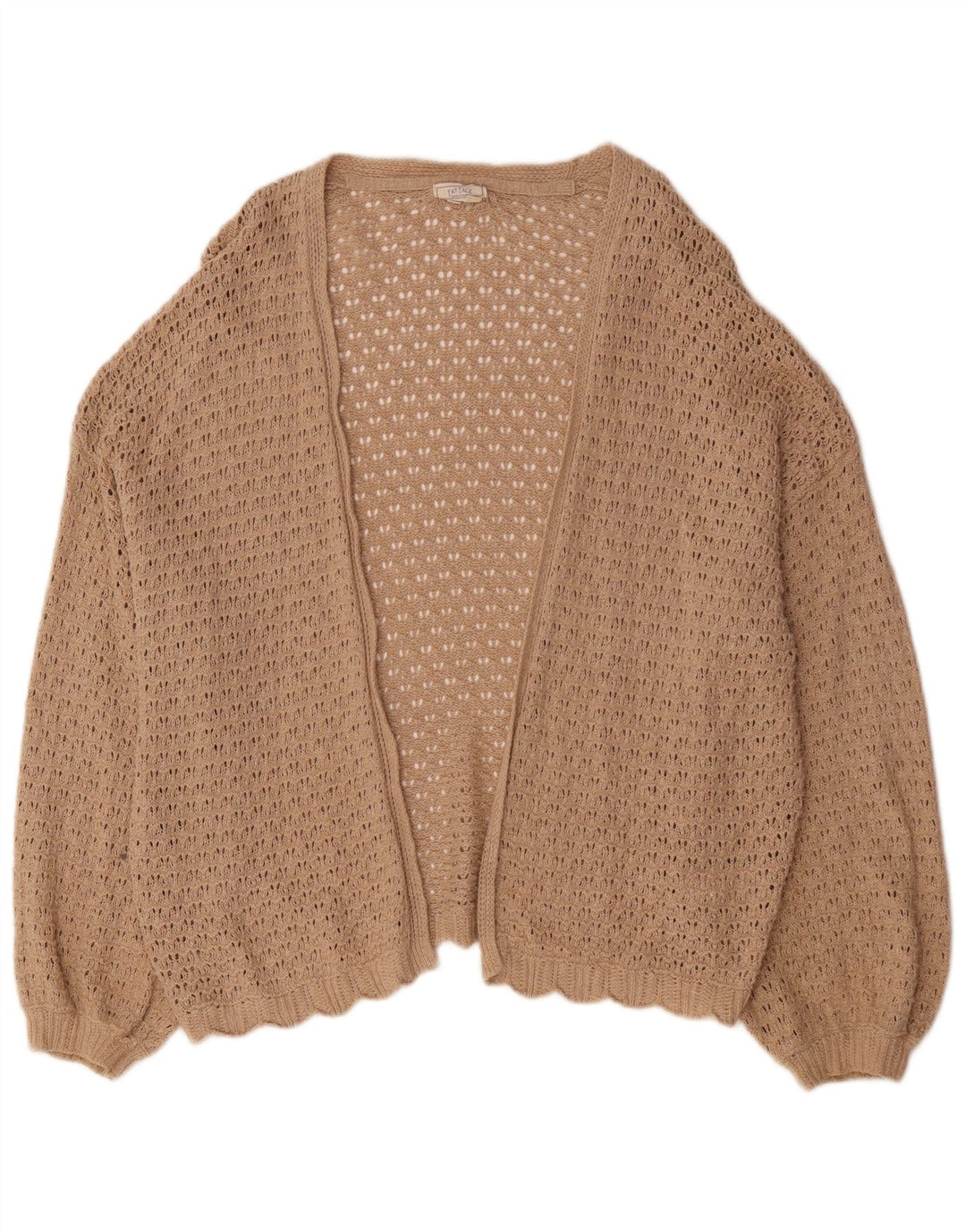 Maglione cardigan aperto oversize da donna Zara UK 16 grande cotone beige
