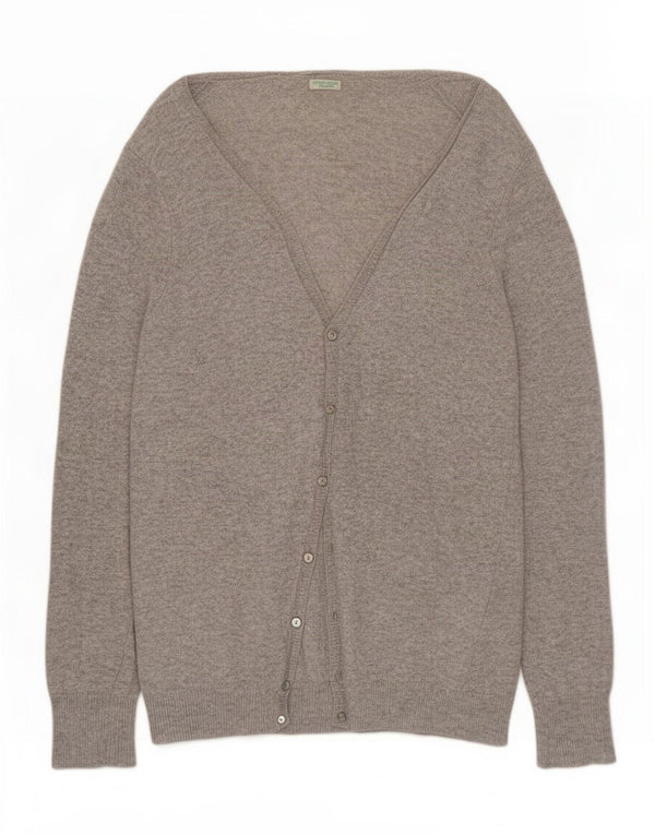 Maglione cardigan da donna Benetton UK 14 grande lana screziata grigia