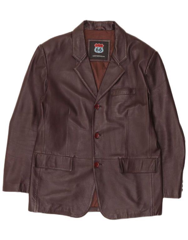 Giacca blazer in pelle da uomo a 3 bottoni Route 66 UK 42 XL in pelle marrone