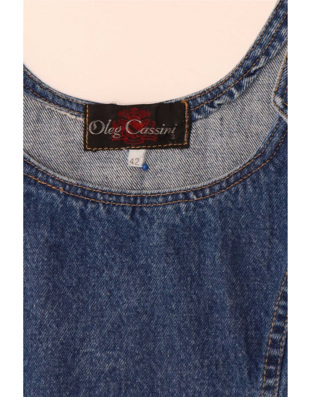 Abito in denim senza maniche da donna Oleg Cassini IT 42 Blu medio