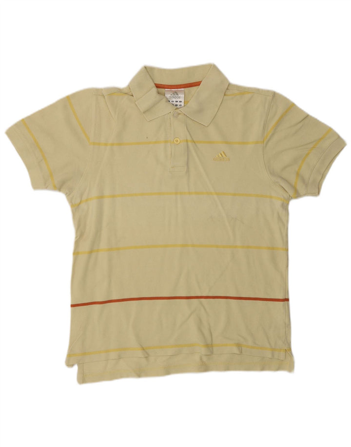 Polo Adidas da uomo piccola in cotone a righe gialle
