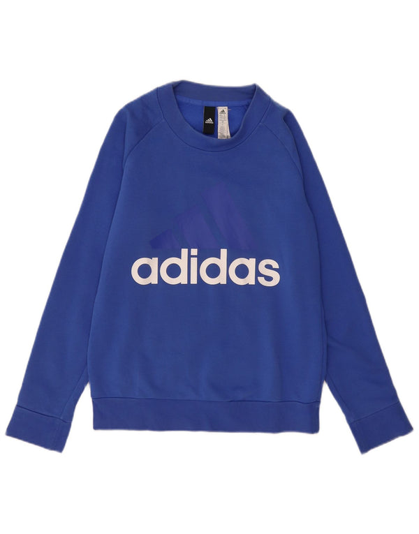 Felpa grafica da donna Adidas Jumper UK 8/10 Small Blue Cotton