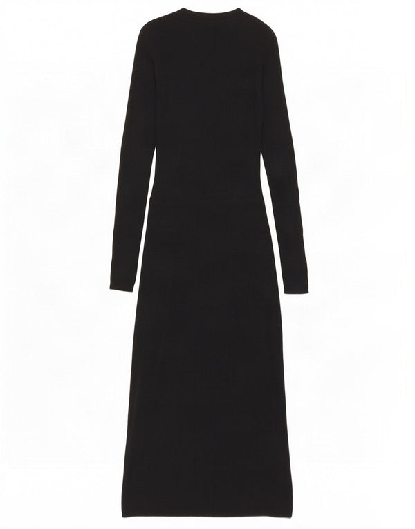 Massimo Dutti Abito maglione da donna a maniche lunghe UK 8 piccolo in lana nera