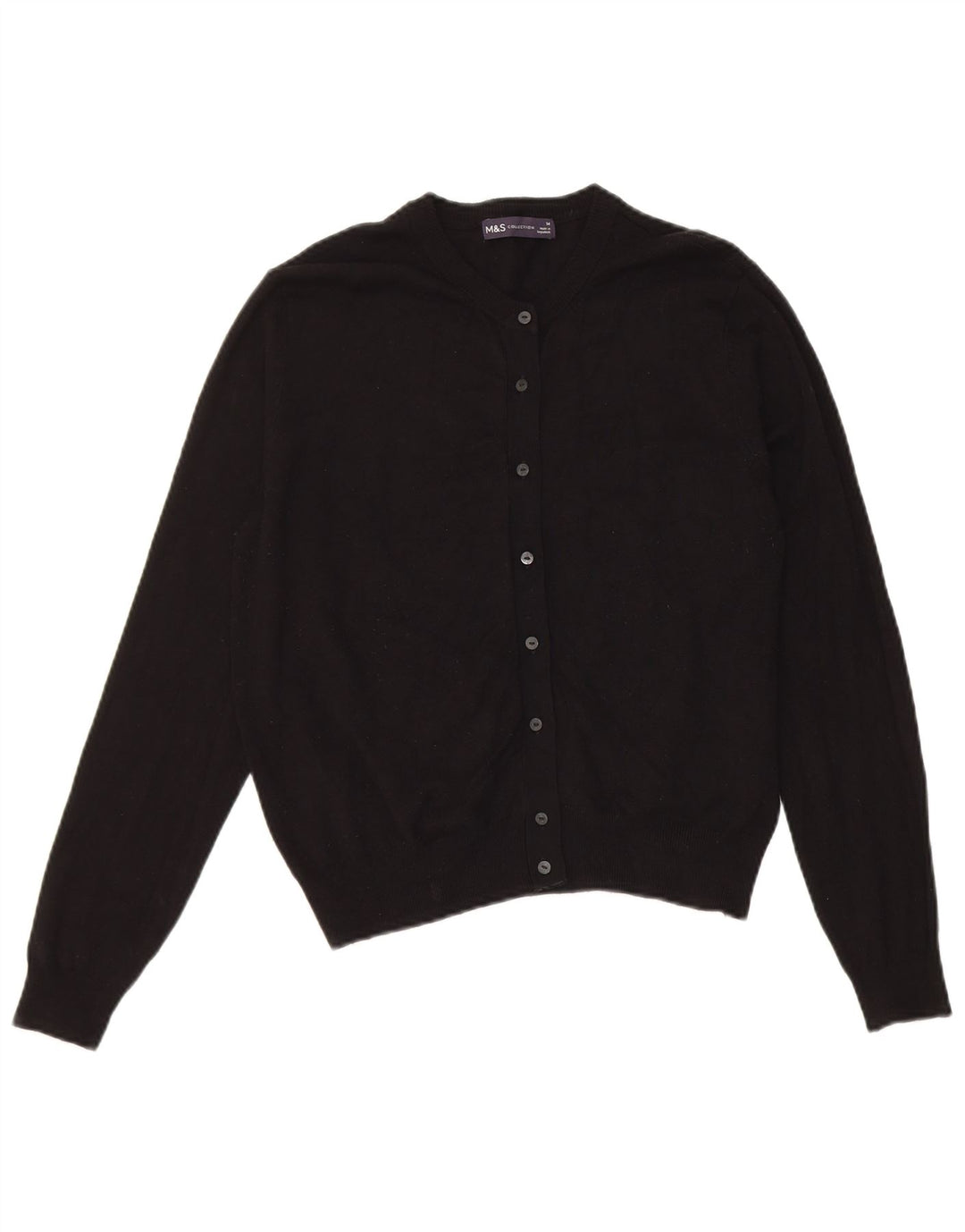 Maglione cardigan corto da donna Marks & Spencer UK 14 viscosa nera media