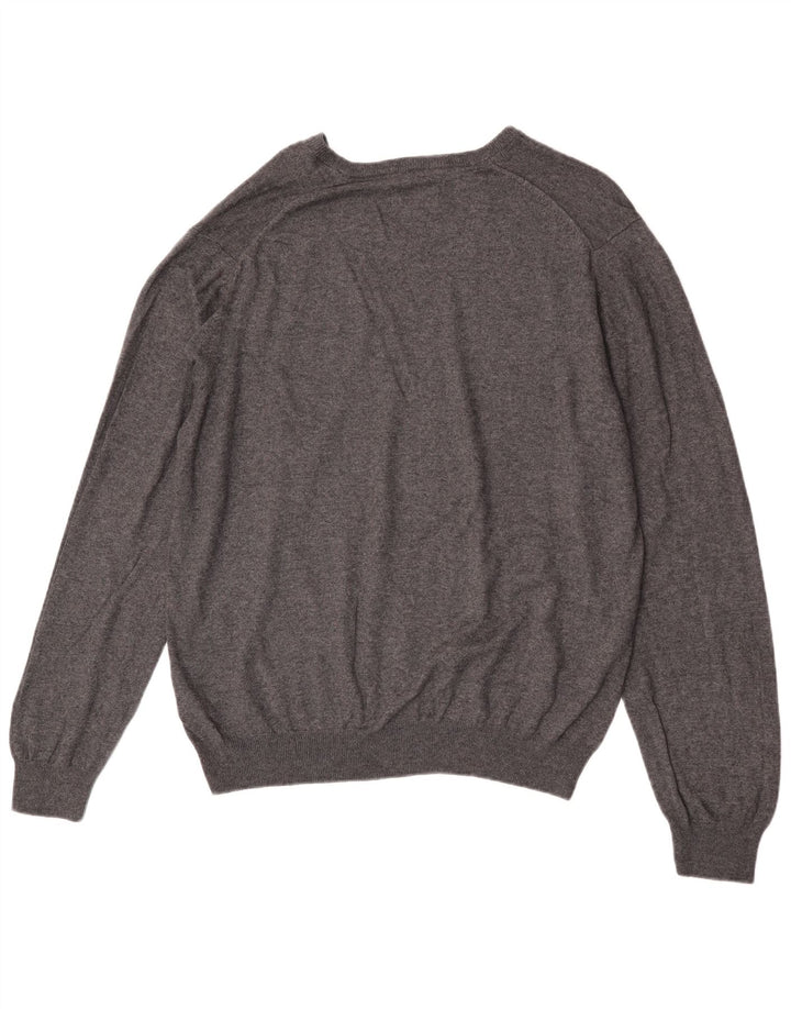 Maglione da uomo Marks & Spencer vestibilità regolare con scollo a V XL in cotone grigio
