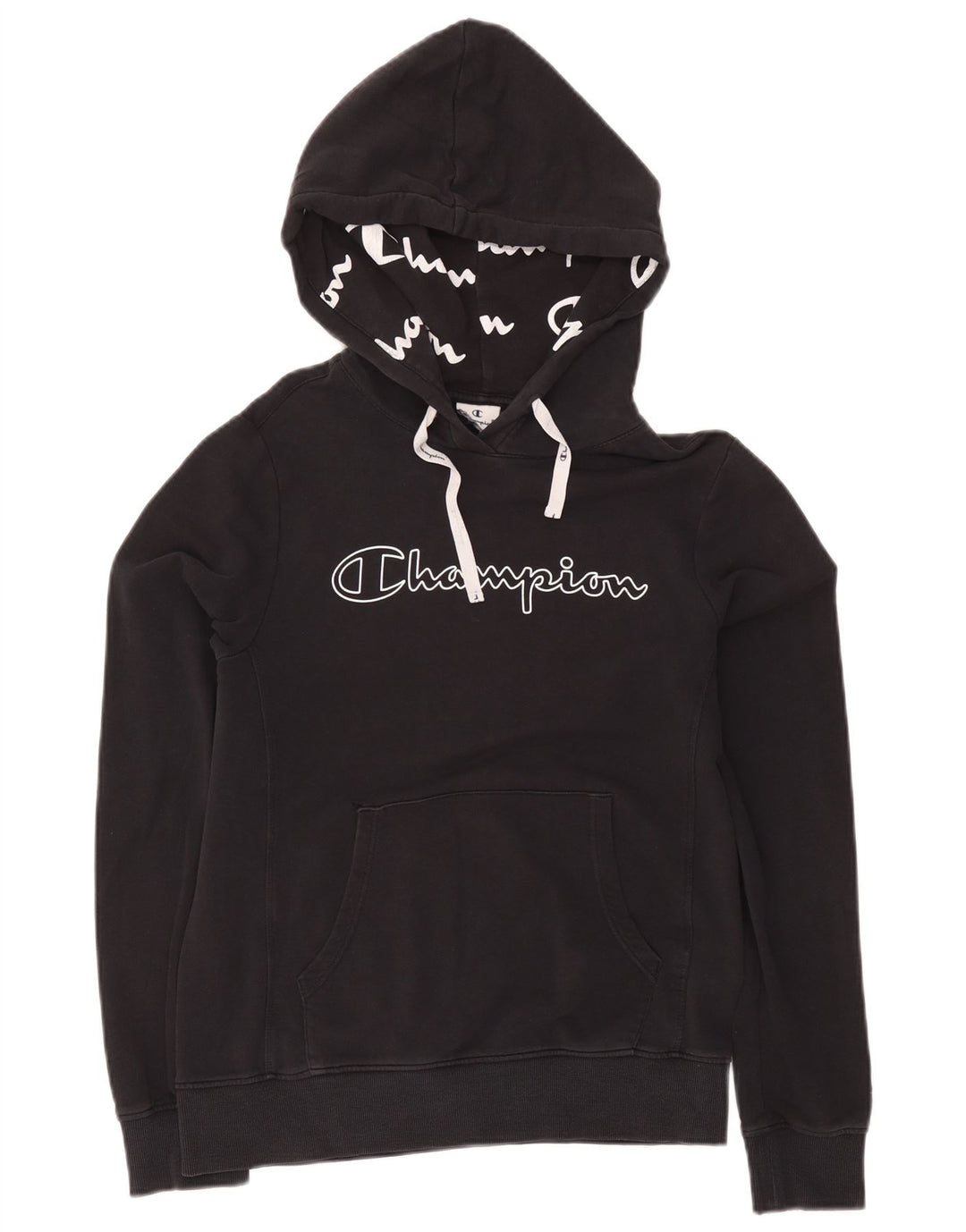 Maglione con cappuccio grafico da uomo Champion piccolo nero