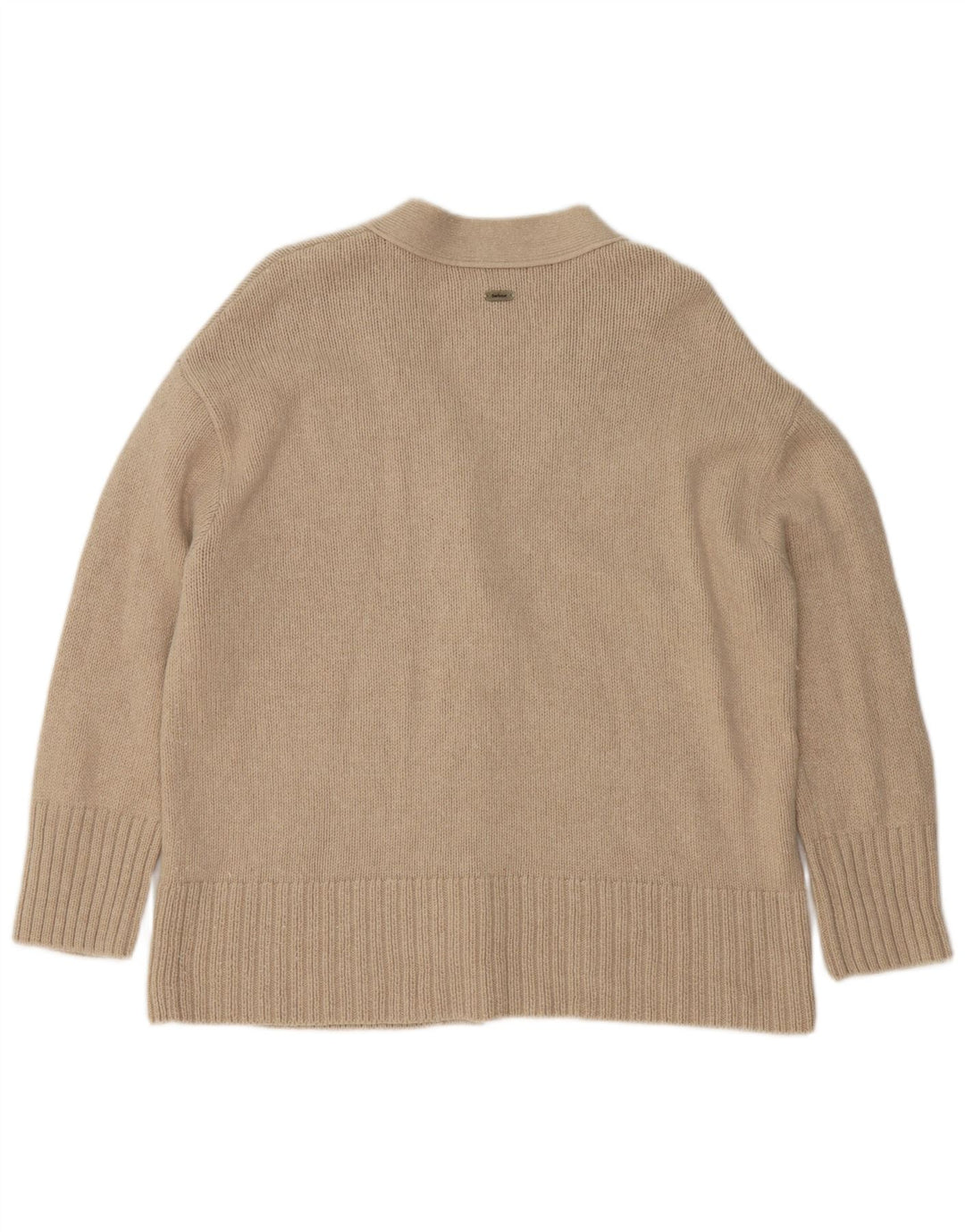 Maglione cardigan oversize da donna Barbour UK 10 piccolo cotone beige