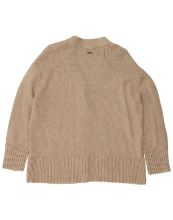 Maglione cardigan oversize da donna Barbour UK 10 piccolo cotone beige