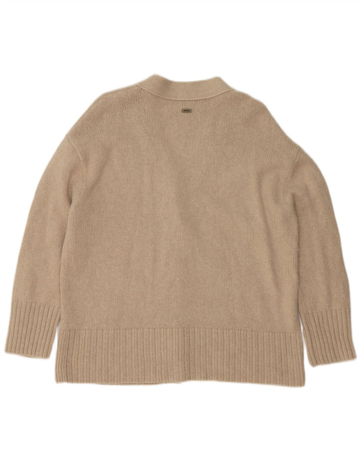Maglione cardigan oversize da donna Barbour UK 10 piccolo cotone beige