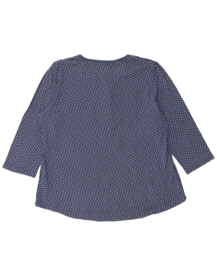 Chaps Maglia da donna manica 3/4 UK 18 XL Cotone maculato blu navy