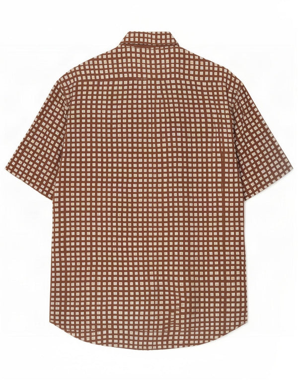 Vintage Mens Short Sleeve Shirt Medium Brown Geometric Viscose