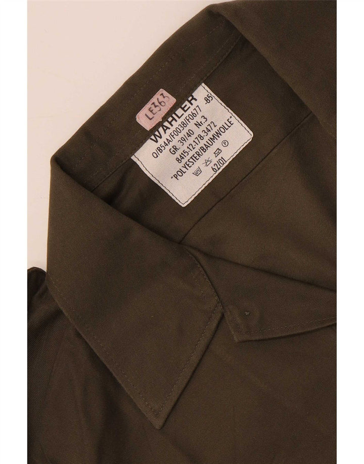 Camicia militare vintage da uomo taglia 39/40 poliestere kaki medio
