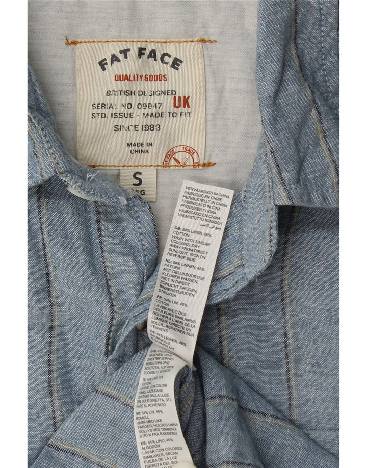 Camicia a maniche corte da uomo Fat Face Piccola biancheria gessata blu