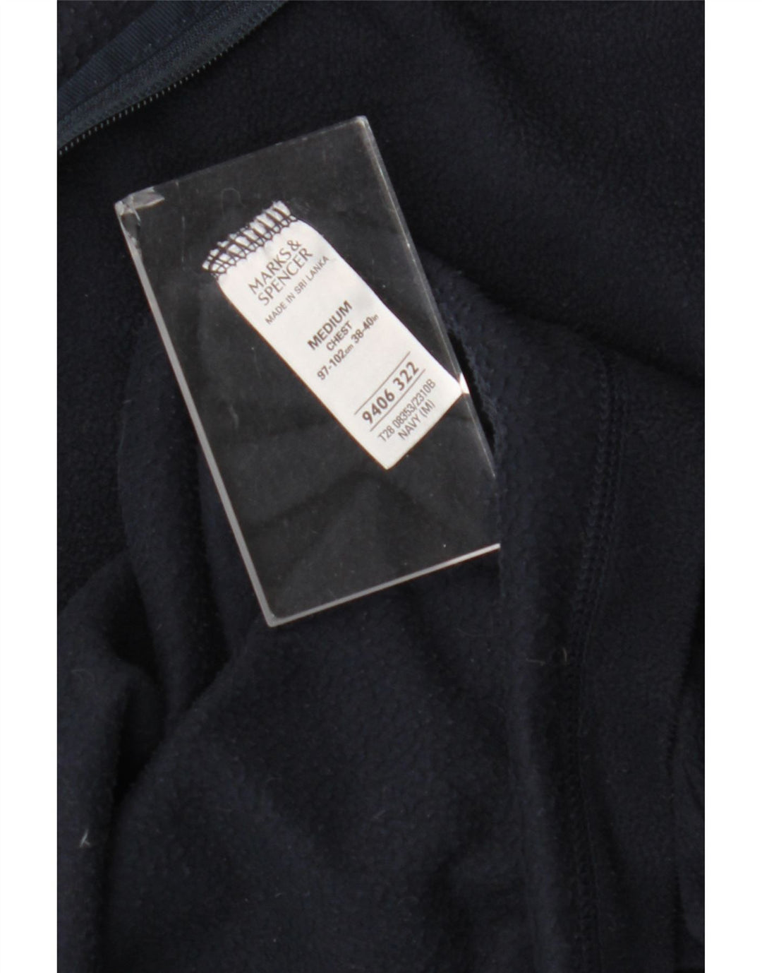 Maglione in pile da uomo Marks & Spencer con zip e collo medio in poliestere blu navy