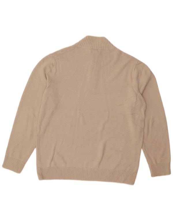 Maglione da uomo con zip e collo Dockers, grande, in cotone bianco sporco