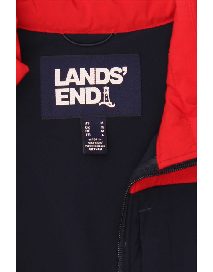 Giacca imbottita da uomo Lands End UK 38 Poliestere color block rosso medio