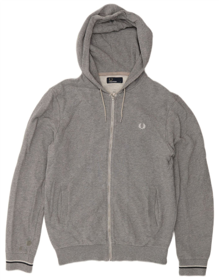 Maglione con cappuccio e zip da uomo Fred Perry piccolo in cotone grigio