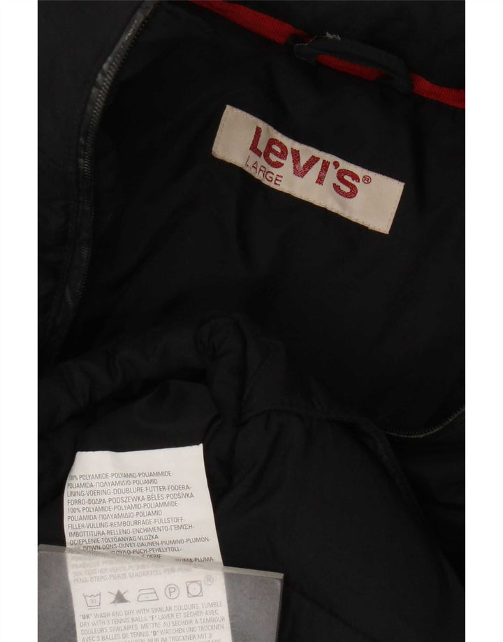 Gilet imbottito con cappuccio da uomo Levi's UK 40 Large Nero in poliammide