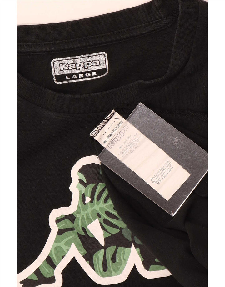 T-shirt grafica da uomo Kappa Top grande in cotone nero