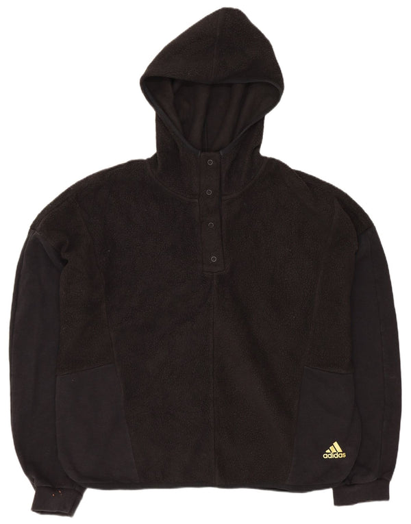 Maglione in pile con cappuccio oversize da donna Adidas UK 12/14 Medio Nero