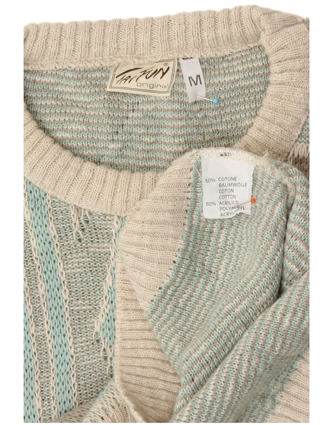 Maglione da uomo girocollo Taifun in cotone geometrico turchese medio