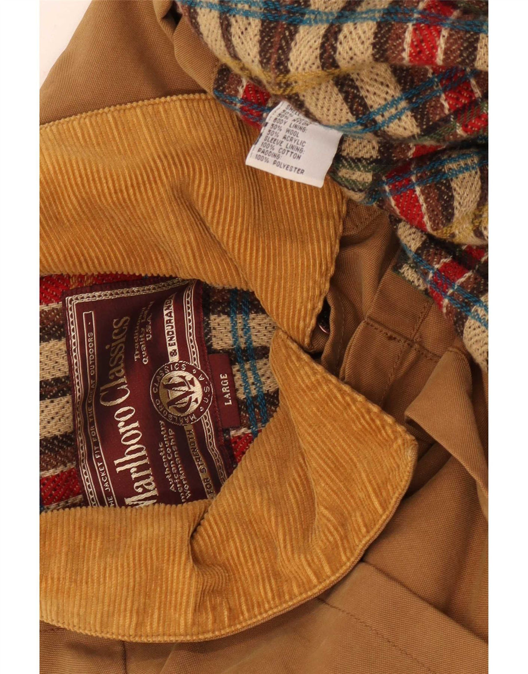 Cappotto mantella da uomo Marlboro Classics UK 40 grande cotone beige