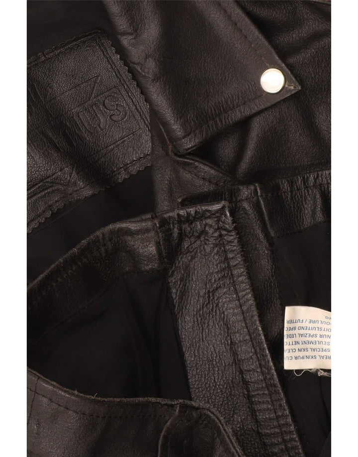 Giacca da motociclista in pelle vintage da donna UK 16 grande nera