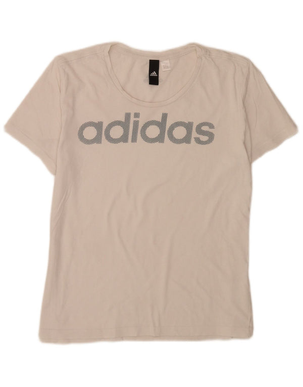 T-shirt grafica regolare da donna Adidas UK 12 media bianca
