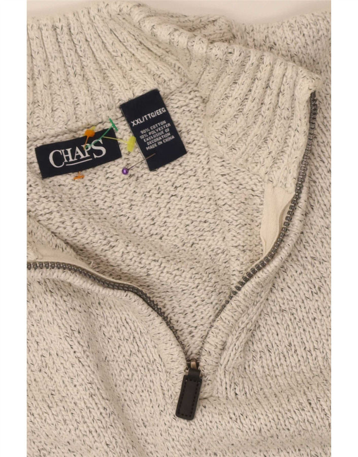 Maglione da uomo Chaps con zip e collo 2XL in cotone chiazzato grigio