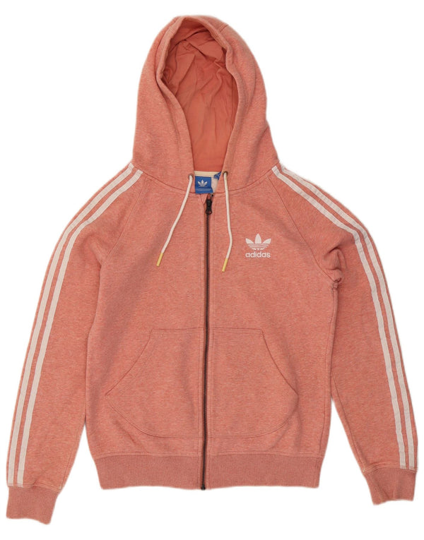 Maglione con cappuccio e zip da donna Adidas UK 12 cotone arancione medio