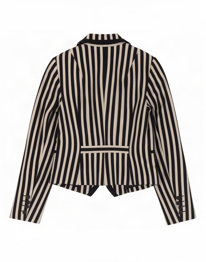 Giacca blazer corta da donna David Lawrence US 6 medio blu navy a righe