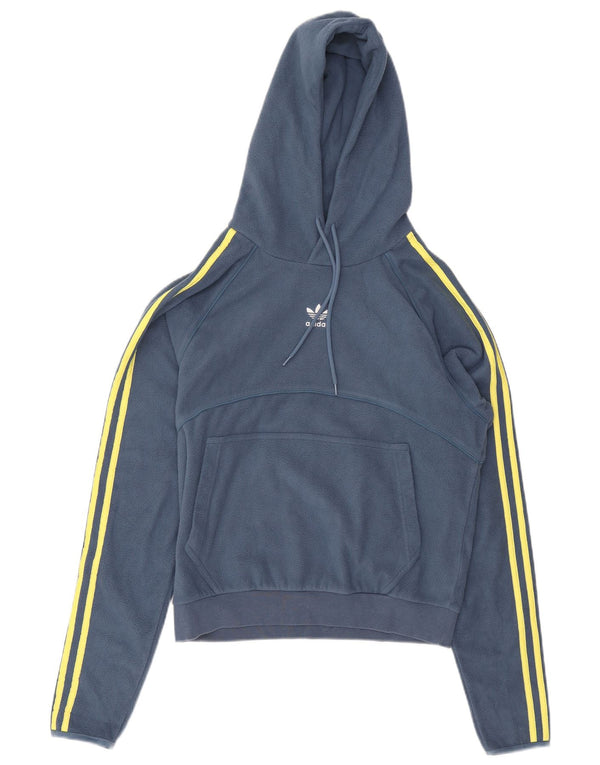 Maglione in pile con cappuccio oversize da donna Adidas UK 6 XS poliestere blu