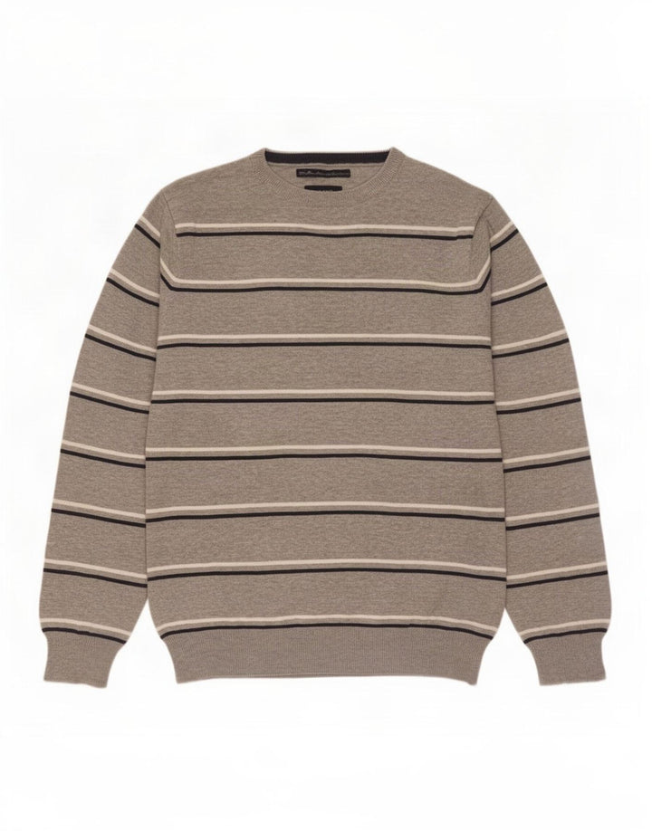 Gant Maglione da uomo girocollo in cotone a righe grigio medio