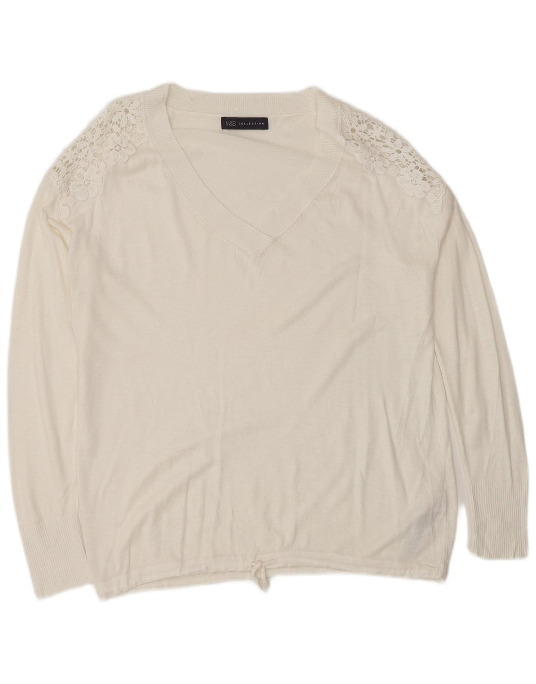 Maglione con scollo a V da donna Marks & Spencer UK 14 Medio bianco floreale