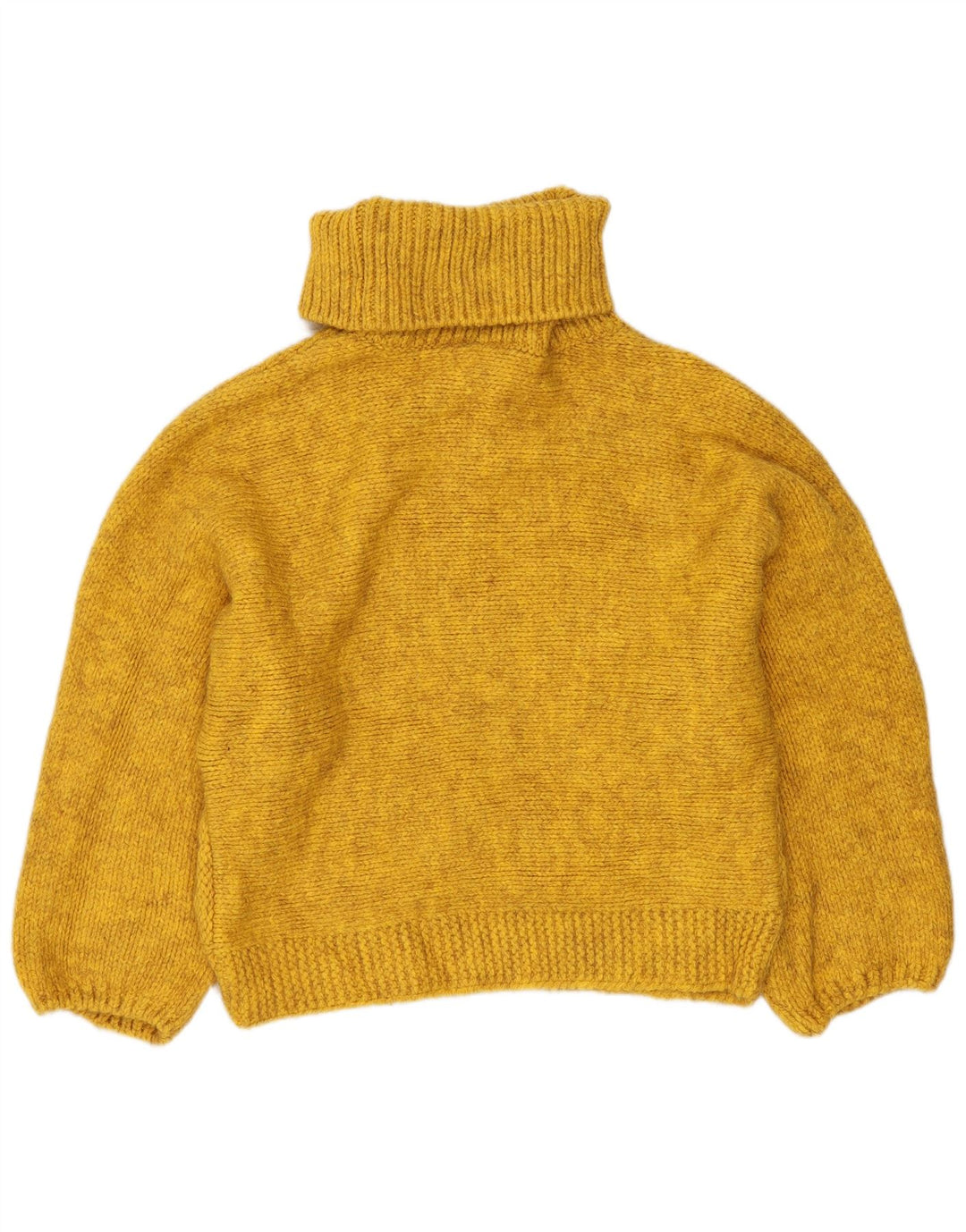 MARKS & SPENCER Maglione corto da donna con collo alto UK 10 Piccolo Giallo