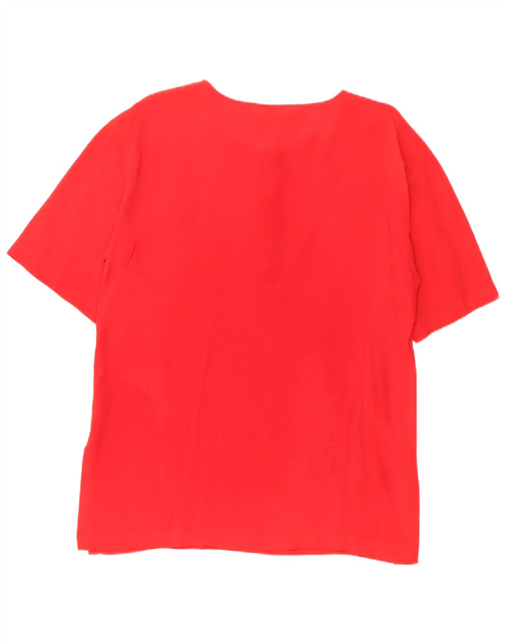 Camicetta vintage da donna Top IT 46 grande seta rossa