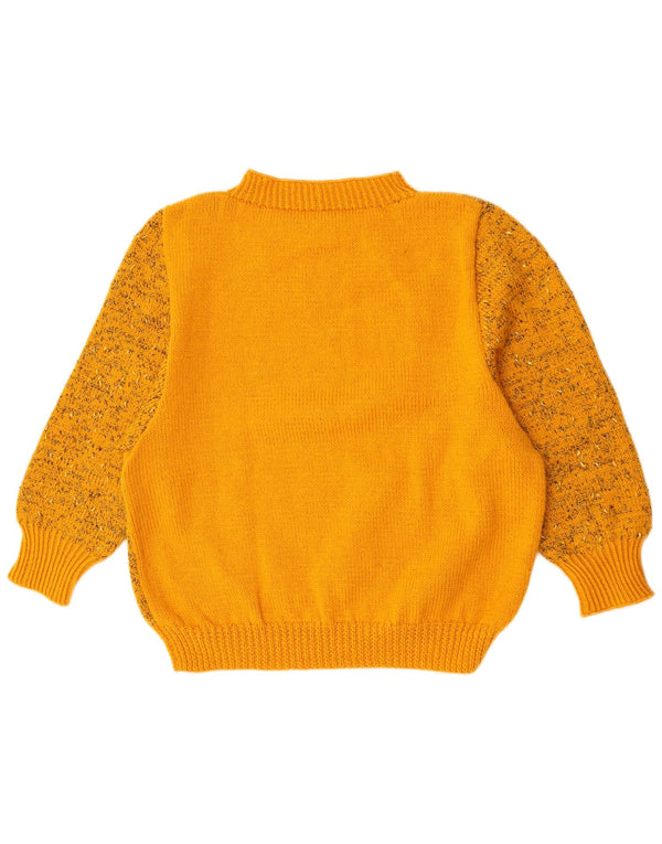 Maglione maglione vintage da donna con collo dolcevita UK 16 grande giallo screziato