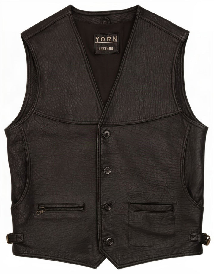 Gilet in pelle da uomo Yorn EU 48 medio nero