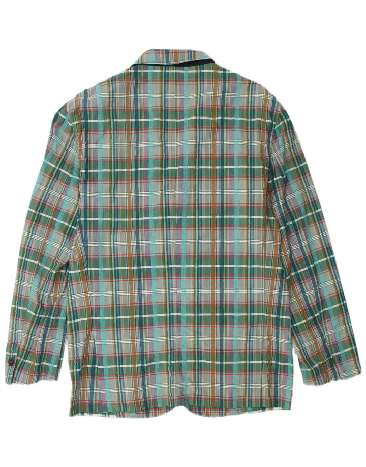Giacca blazer vintage da uomo a 3 bottoni IT 48 cotone scozzese verde medio