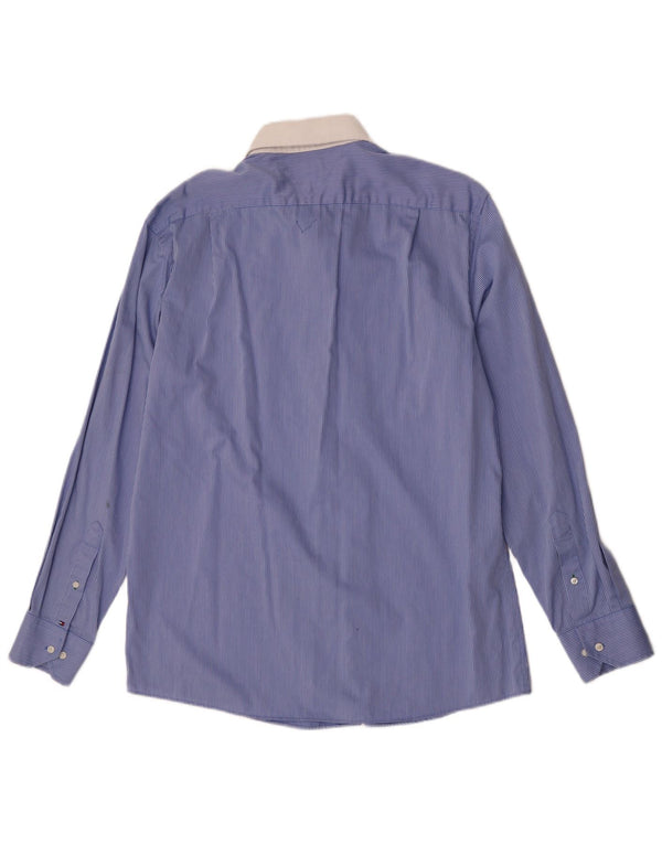Camicia da uomo Tommy Hilfiger taglia 16 1/2 grande gessato blu