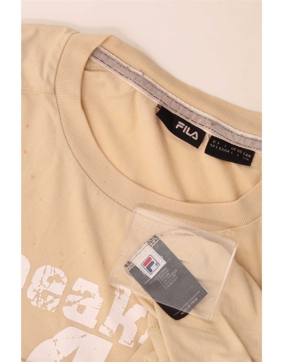T-shirt grafica da uomo Fila Top Large in cotone beige