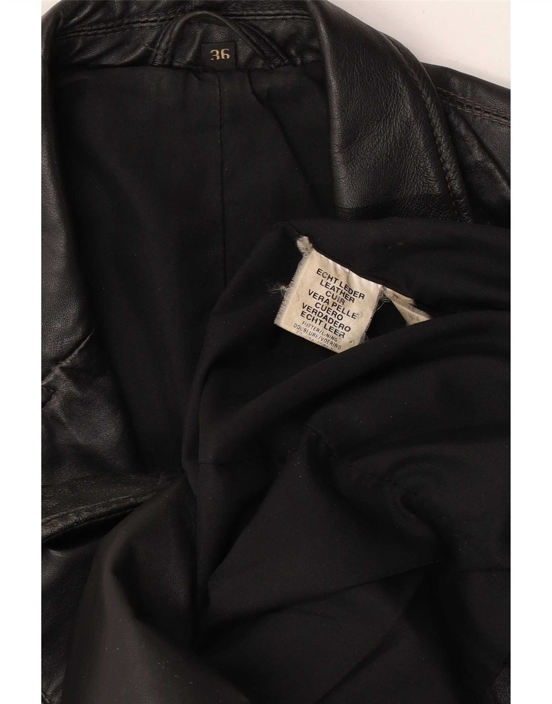 Cappotto in pelle oversize da donna vintage EU 36 piccolo in pelle nera