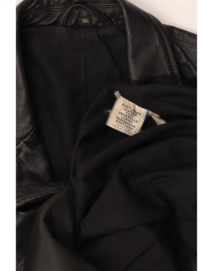 Cappotto in pelle oversize da donna vintage EU 36 piccolo in pelle nera