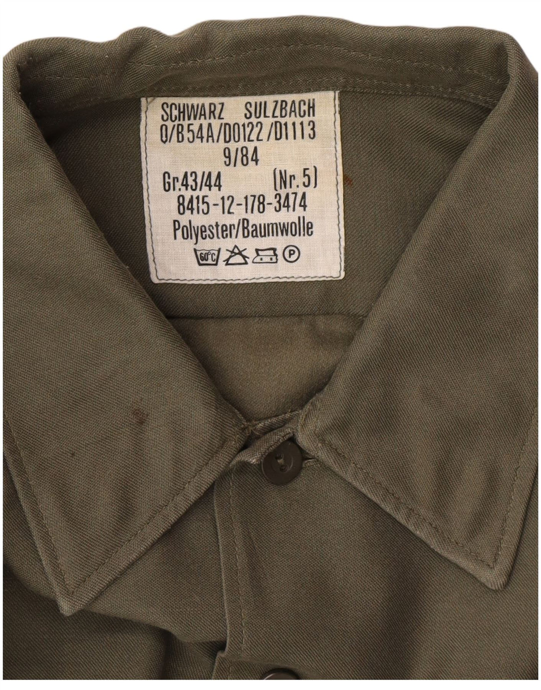 Camicia da uomo vintage taglia 43/44 XL poliestere kaki