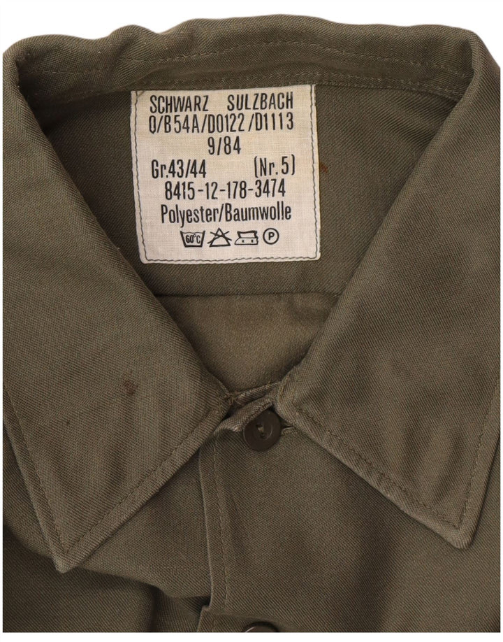 Camicia da uomo vintage taglia 43/44 XL poliestere kaki