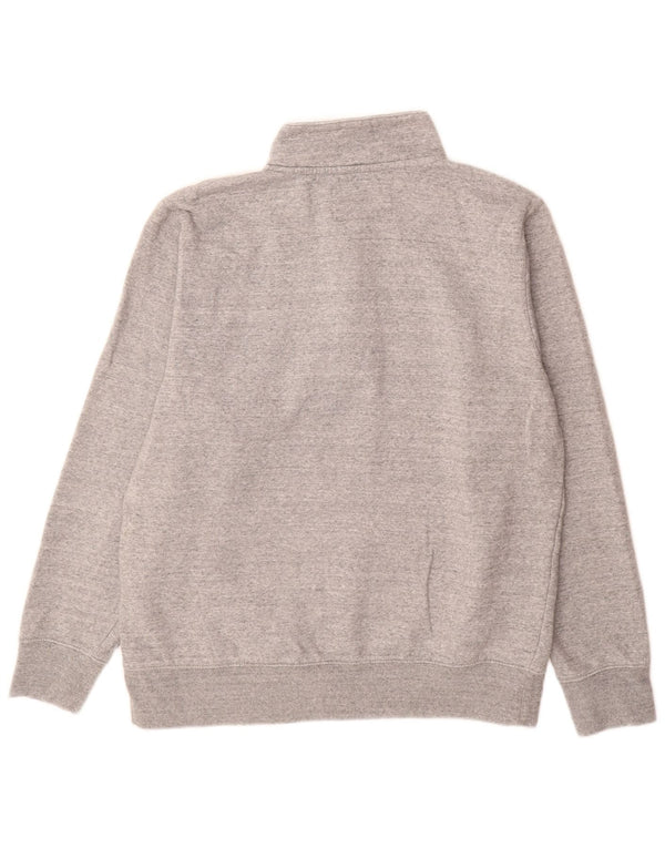 JACK WILLS Felpa da uomo con collo con zip, maglione grande, cotone chiazzato grigio