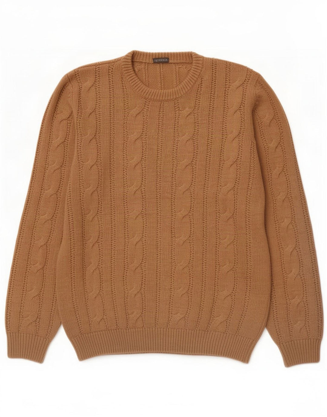Maglione maglione girocollo da uomo vintage in acrilico marrone medio