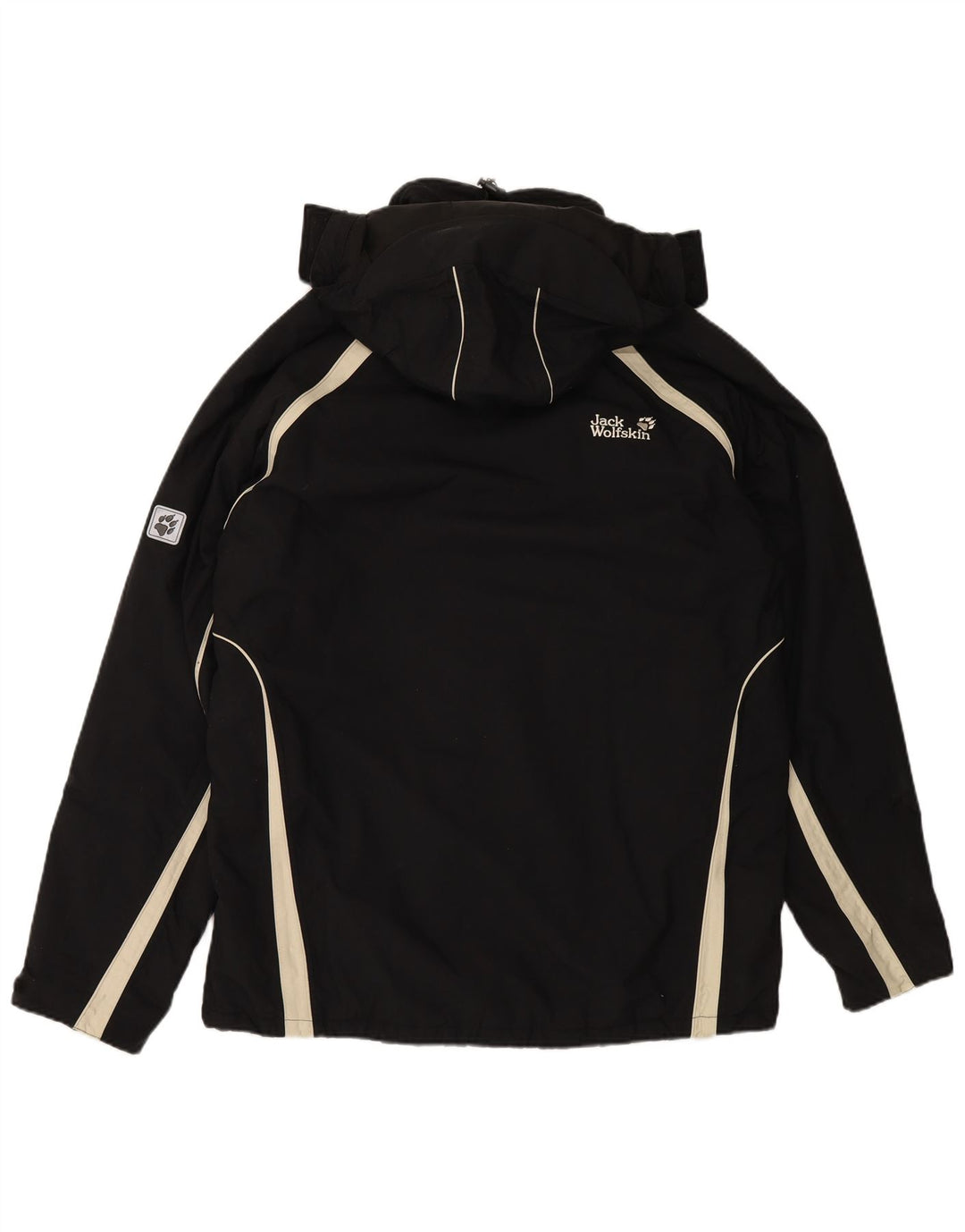 JACK WOLFSKIN Giacca a vento con cappuccio da uomo UK 44 XL Nero Colourblock